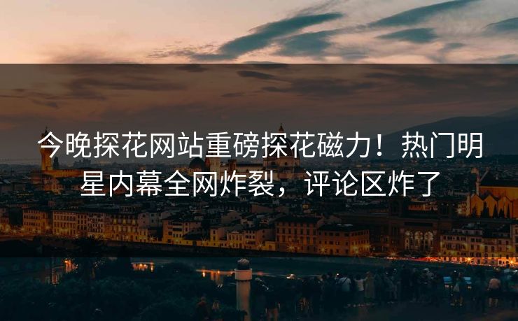 今晚探花网站重磅探花磁力！热门明星内幕全网炸裂，评论区炸了  第1张