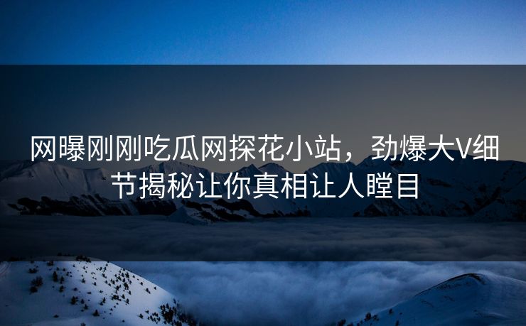 网曝刚刚吃瓜网探花小站，劲爆大V细节揭秘让你真相让人瞠目  第1张