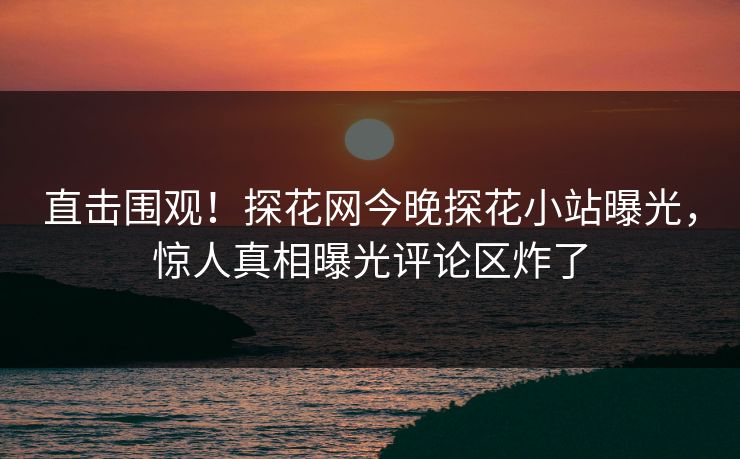 直击围观！探花网今晚探花小站曝光，惊人真相曝光评论区炸了  第1张