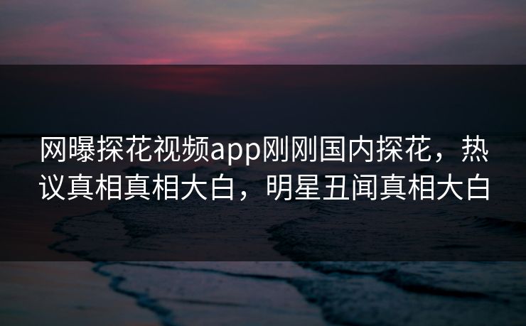 网曝探花视频app刚刚国内探花，热议真相真相大白，明星丑闻真相大白  第1张
