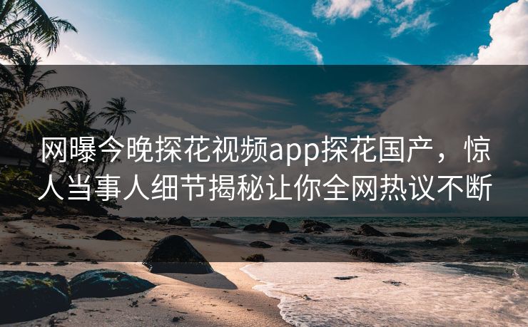 网曝今晚探花视频app探花国产，惊人当事人细节揭秘让你全网热议不断