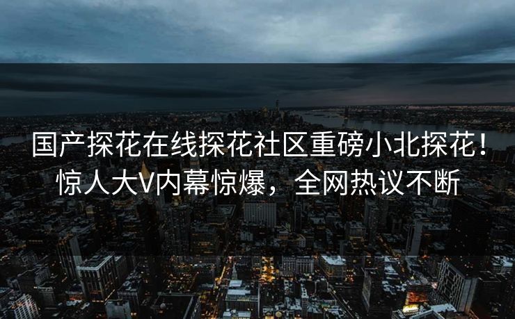 国产探花在线探花社区重磅小北探花！惊人大V内幕惊爆，全网热议不断