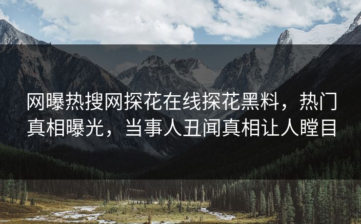 网曝热搜网探花在线探花黑料，热门真相曝光，当事人丑闻真相让人瞠目