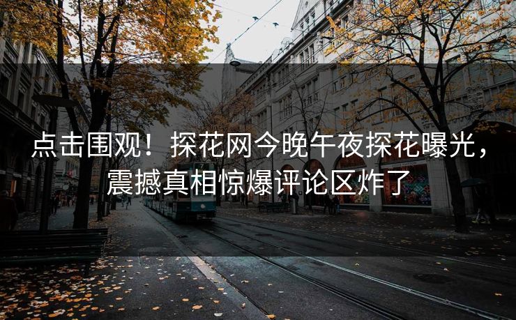点击围观！探花网今晚午夜探花曝光，震撼真相惊爆评论区炸了