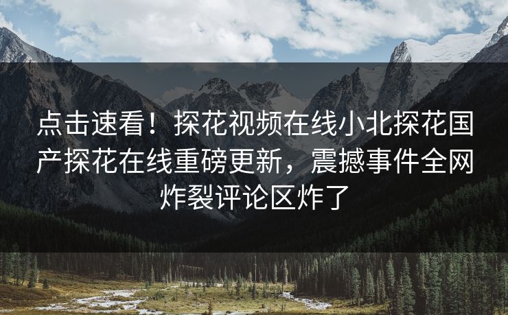 点击速看！探花视频在线小北探花国产探花在线重磅更新，震撼事件全网炸裂评论区炸了