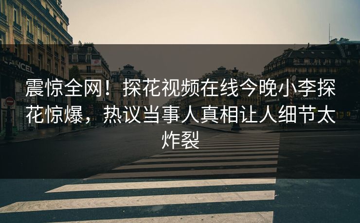 震惊全网！探花视频在线今晚小李探花惊爆，热议当事人真相让人细节太炸裂