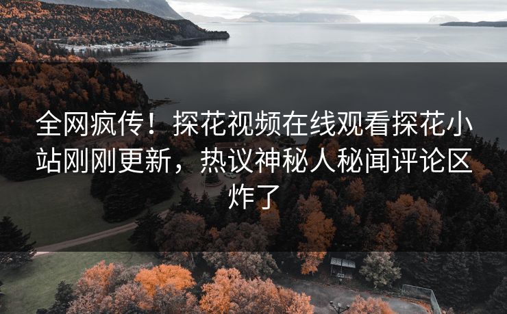 全网疯传！探花视频在线观看探花小站刚刚更新，热议神秘人秘闻评论区炸了