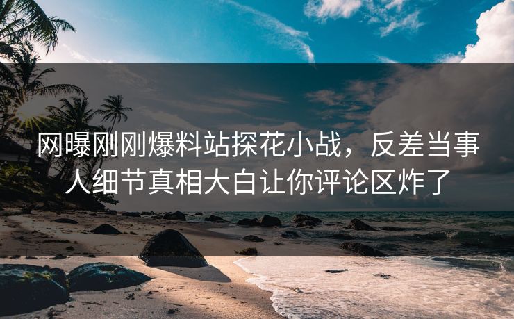 网曝刚刚爆料站探花小战，反差当事人细节真相大白让你评论区炸了