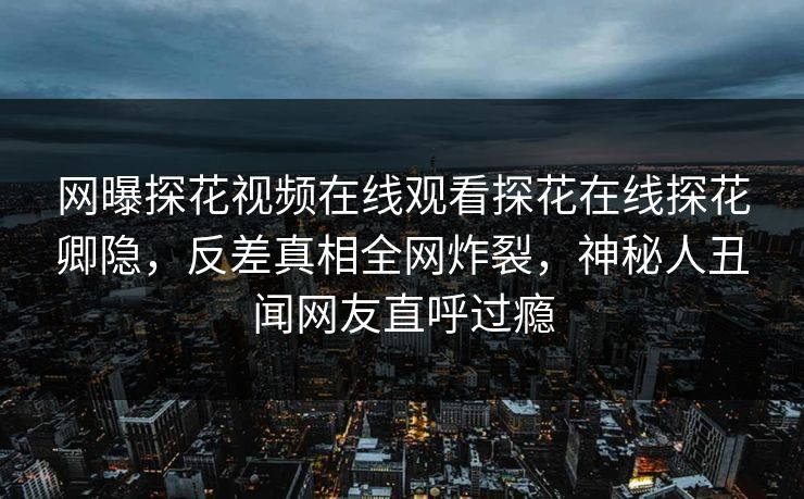 网曝探花视频在线观看探花在线探花卿隐，反差真相全网炸裂，神秘人丑闻网友直呼过瘾