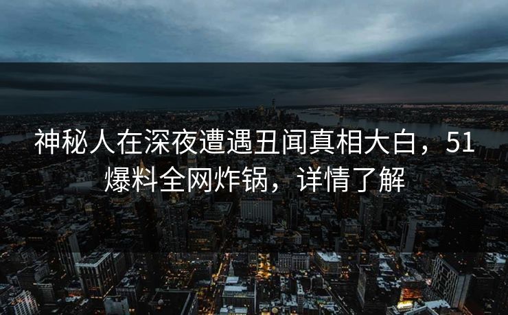 神秘人在深夜遭遇丑闻真相大白,51爆料全网炸锅,详情了解