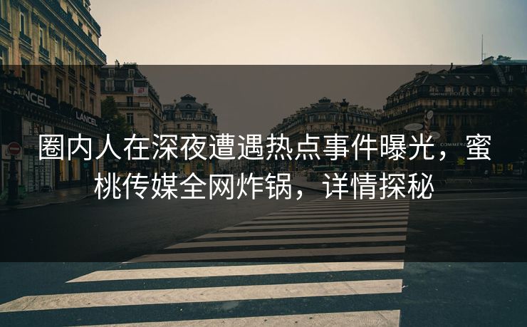 圈内人在深夜遭遇热点事件曝光,蜜桃传媒全网炸锅,详情探秘