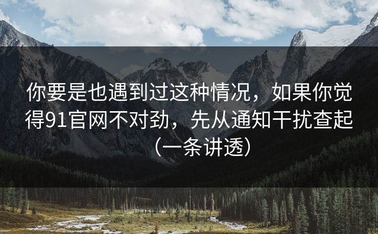 你要是也遇到过这种情况,如果你觉得91官网不对劲,先从通知干扰查起(一条讲透)