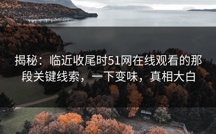 揭秘：临近收尾时51网在线观看的那段关键线索，一下变味，真相大白